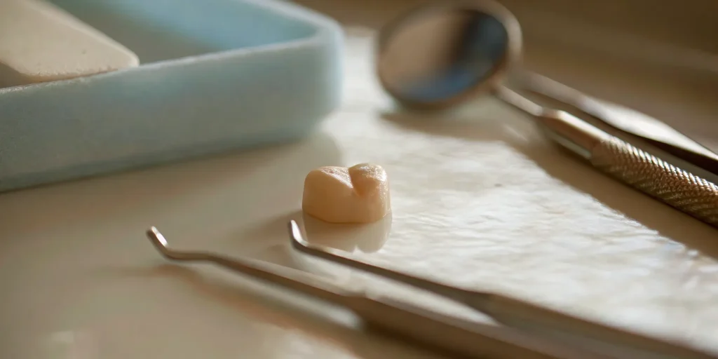 Single tooth implant on a tray.