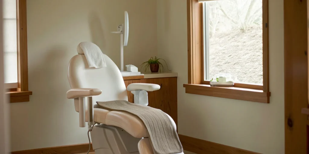 Dental office chair where a patient can learn about the all-on-4 teeth in a day cost.