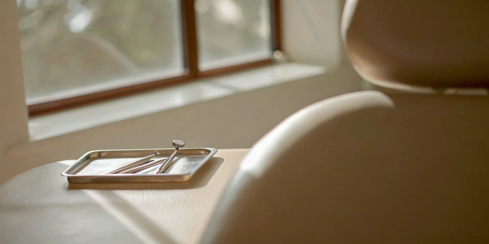 Bright smile makeover dentist's tools.