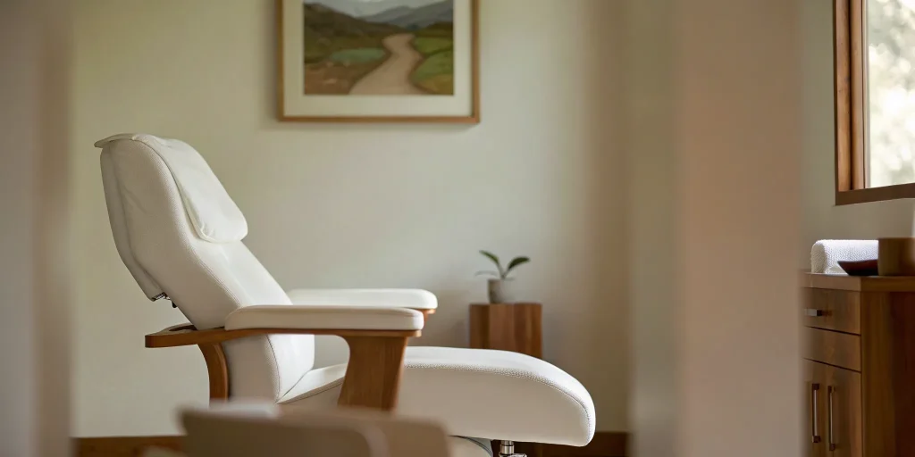 Comfortable dental chair in a calm office for a sedation dentist in Baton Rouge.