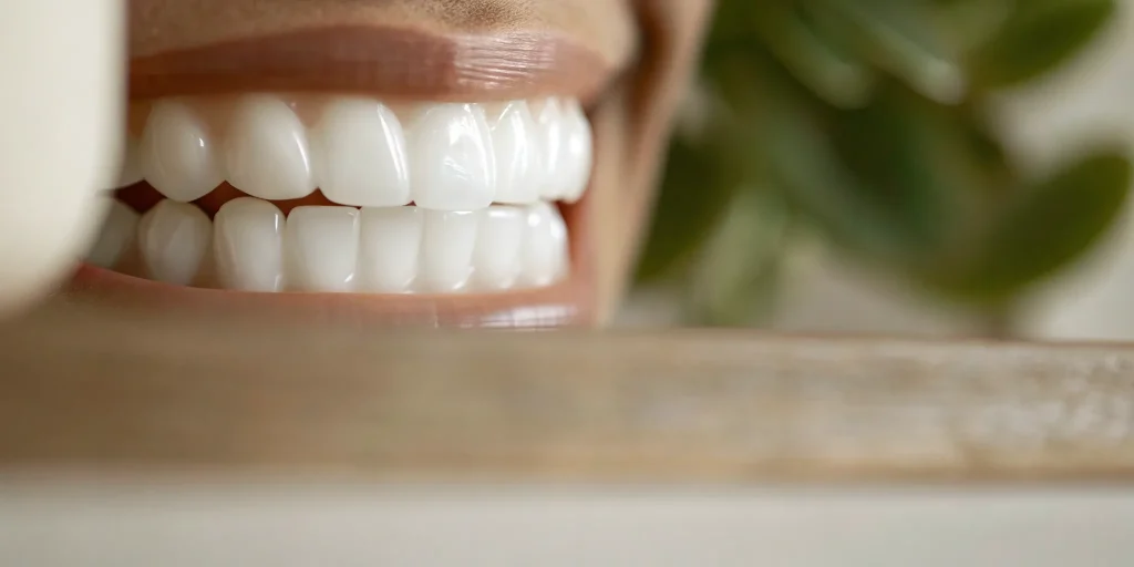 A woman's bright, confident smile after her smile makeover.