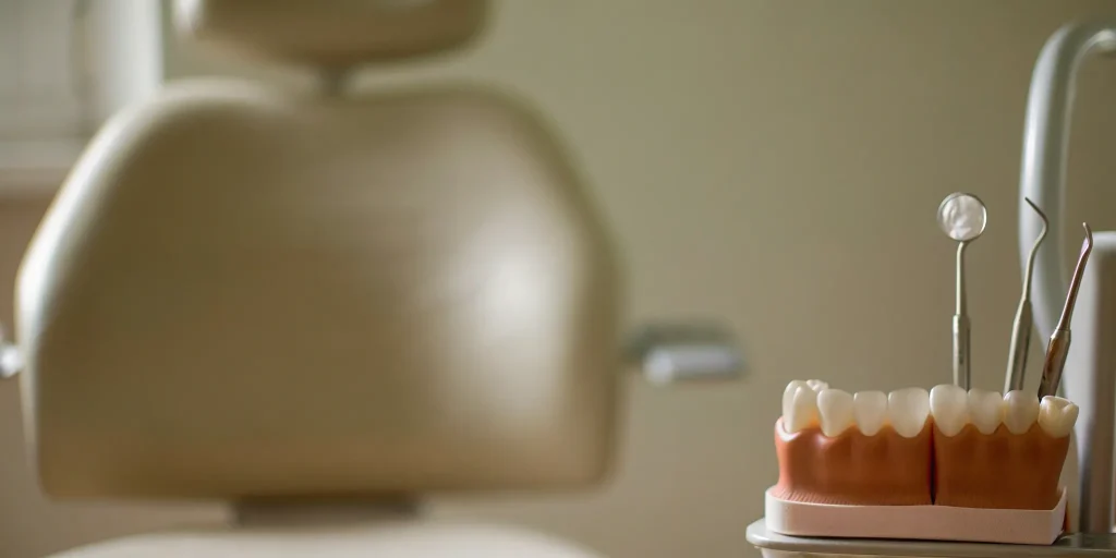 Dental tools and teeth models used to plan a full mouth reconstruction before and after.